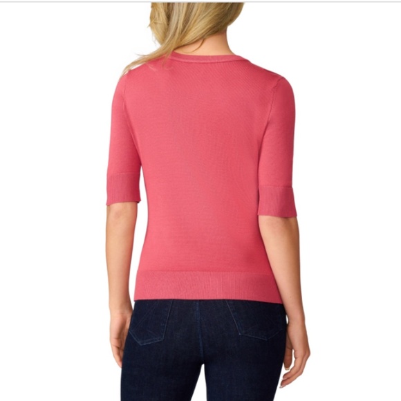 Melissa Paige Women's Lace-Panel Elbow-Sleeve Sweater - Baroque Rose NWT - Picture 2 of 4